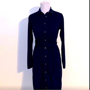 J Navy button-up dress